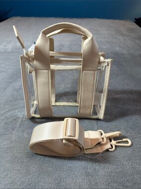 NWT LIVE IN STYLE Clear Cream Mini Bag w/Removable Strap Crossbody
